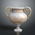 Elegant White Decorative Furniture With Golden Scroll Handles And Intricate Carvings
