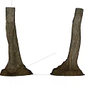 Natural Stone Wood Tree Trunks With Root Bases And Textured Surfaces 3d model