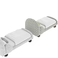 Colorful Polka Dot and Gray Patterned Kids Bed with Wooden Legs and Pillows