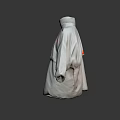 White High Neck Quilted Coat With Pink Lettering And Loose Fit Design