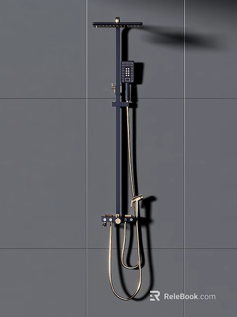 Modern Brass Wall Mounted Shower System With Rain Head And Handheld Sprayer 3d model 