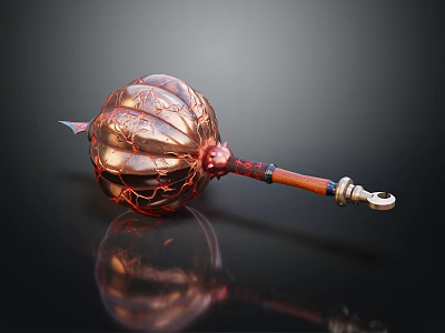 Heavy Duty Metal Hardware Tool With Copper Head And Wooden Handle Design 3d model