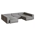 Modern Gray Modular Sectional Sofa With Multiple Seats And Ottoman 3d model