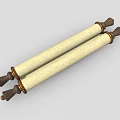 Two Traditional Scrolls With Wooden Handles And Ivory Paper Surfaces