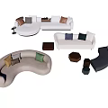 Modern Irregular Shaped Sofas With Various Styles And Ottoman Tables For Living Room 3d model