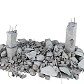 Ruin Stone Pile Collapse Building Collapse Building Ruin Wreckage Earthquake Building Destroyed Building 3d model