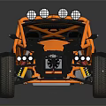 Orange Off Road Buggy with Exposed Frame Large Tires and Roof Lights