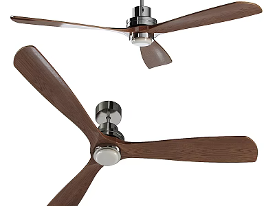 Modern Air Conditioner Fan With Wooden Blades And Metal Ceiling Mounted Design 3d model