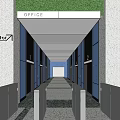 Sleek Office Elevator Hallway With Glass Doors Bright Ceiling Lighting And Polished Floor