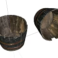 Vintage Worn Wooden Barrels Decorative Ornament Set For Home Decor