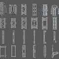 Detailed 3D Models Of Mechanical Parts On Grid Background For Engineering Design