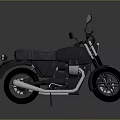 Black Vintage Motorcycle With Leather Seat Chrome Exhaust And Side Mirrors On Minimalist Gray Background