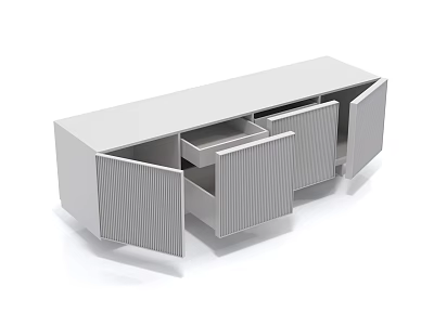 Modern TV Stand With Sleek Surface Storage Drawers And Cabinet Doors 3d model