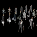Group of Business People in Formal Attire Carrying Briefcases Walking Together