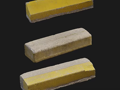 Road Facilities Featuring Yellow And Gray Curb Stones For Urban Streets 3d model
