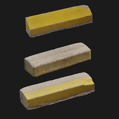 Road Facilities Featuring Yellow And Gray Curb Stones For Urban Streets 3d model