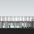 Modern Office Building Exterior With Glass Curtain Wall Steel Structure And Entrance Area