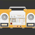 Yellow PILENT Retro Computer Boombox Speaker With Dual Speakers And White Handle