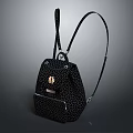 Stylish Black Leopard Print Backpack with Metal Buckle and Adjustable Shoulder Strap 3d model