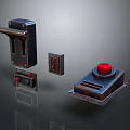 Vintage Style Metal Switch Panels With Lever Design Red Button And Various Controls