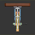 Wooden Tabletop Mechanical Structure With Colorful Gears And Metal Support