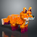 Pixel Art Fox 3D Rendered Colorful Character With Vibrant Orange Fur And Purple Legs