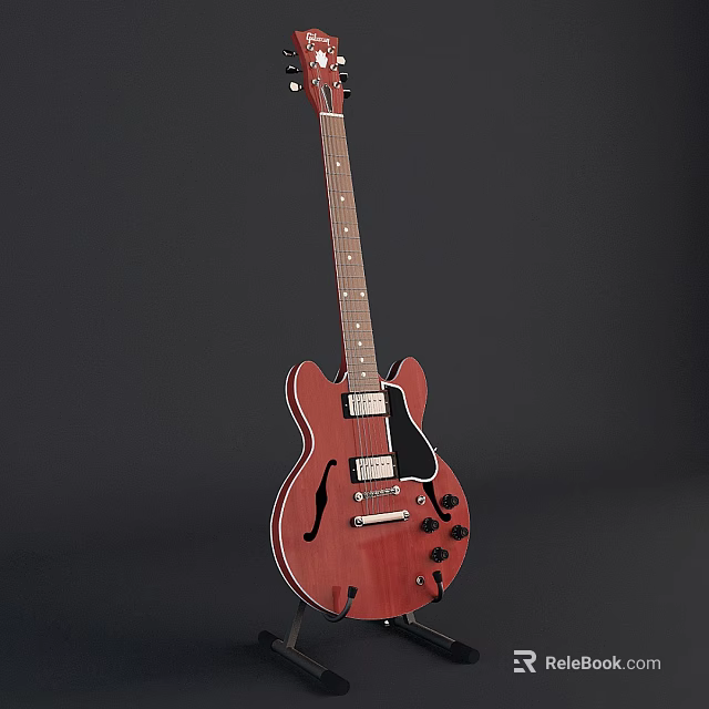 Vibrant Red Electric Guitar With Classic Body Design And Black Pickups 3d model 