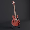 Vibrant Red Electric Guitar With Classic Body Design And Black Pickups