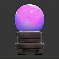 Decorative Ornament Set With Pink Crystal Ball On Multi Tiered Stone Base