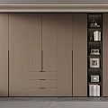Modern Light Wood Wardrobe With Drawers Open Shelves And Books Decorations
