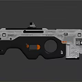 Futuristic AMER Weapon Design With Silver Black Body Aiming Scope And Orange Trigger 3d model