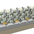Modern Row House Exterior With Multiple Balconies Light Facade Street Trees And Parked Cars