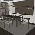 Modern Restaurant Interior With Wooden Dining Table Chairs Pendant Lights And Plant