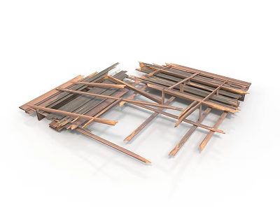 Neatly Stacked Brown Wooden Strips For Construction And DIY Craft Supplies 3d model