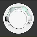 Modern White Circular Workstation Design With Green Accents Tables And Equipment