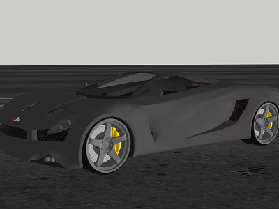 Black Convertible Sports Car With Yellow Alloy Wheels And Sleek Aerodynamic Design 3d model