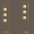 Floor Standing Golden Lanterns Featuring Three Spherical Lights In Vertical Arrangement 3d model