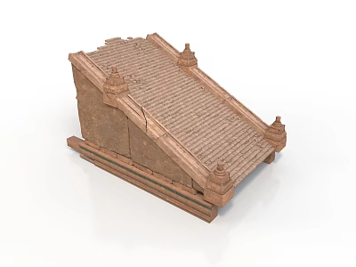 Traditional Architecture Model With Sloped Roof Ornate Carvings And Curved Eaves 3d model