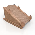 Traditional Architecture Model With Sloped Roof Ornate Carvings And Curved Eaves