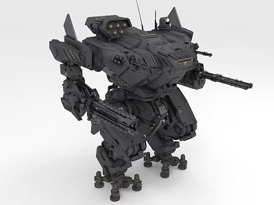 Advanced Mechanical Battle Mech Featuring Heavy Weaponry Multiple Cannons And Armored Structure 3d model