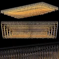 Elegant Modern Crystal Ceiling Light With Hanging Crystals And Decorative Wave Design 3d model