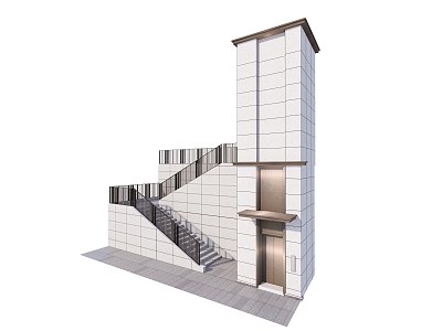 Outdoor Elevator Sightseeing Elevator Steps Landscape 3d model