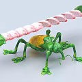 Green Insect Like Game Movie Character With Segmented Tail And Yellow Body