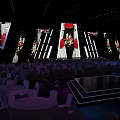 Performance Stage Design With Lighting Large Screens And Audience Seats 3d model