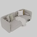 Cozy Modern Two Seater Sofa With Plaid Pillows And Soft Throw Blanket 3d model