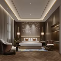 Modern Office Corridor With Dark Walls Marble Flooring Green Plants And Ceiling Light Strips