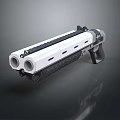 Double Barrel Gun With White And Black Tactical Modern Firearm Design 3d model