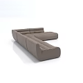 Modern L Shaped Sofa Set in Beige Fabric with Smooth Lines and Simple Design 3d model