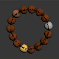 Wooden Bracelet With Red Gold And Silver Shiny Beads For Daily Wear