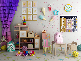 Nordic Decorative Cabinet Children's Room 3d model